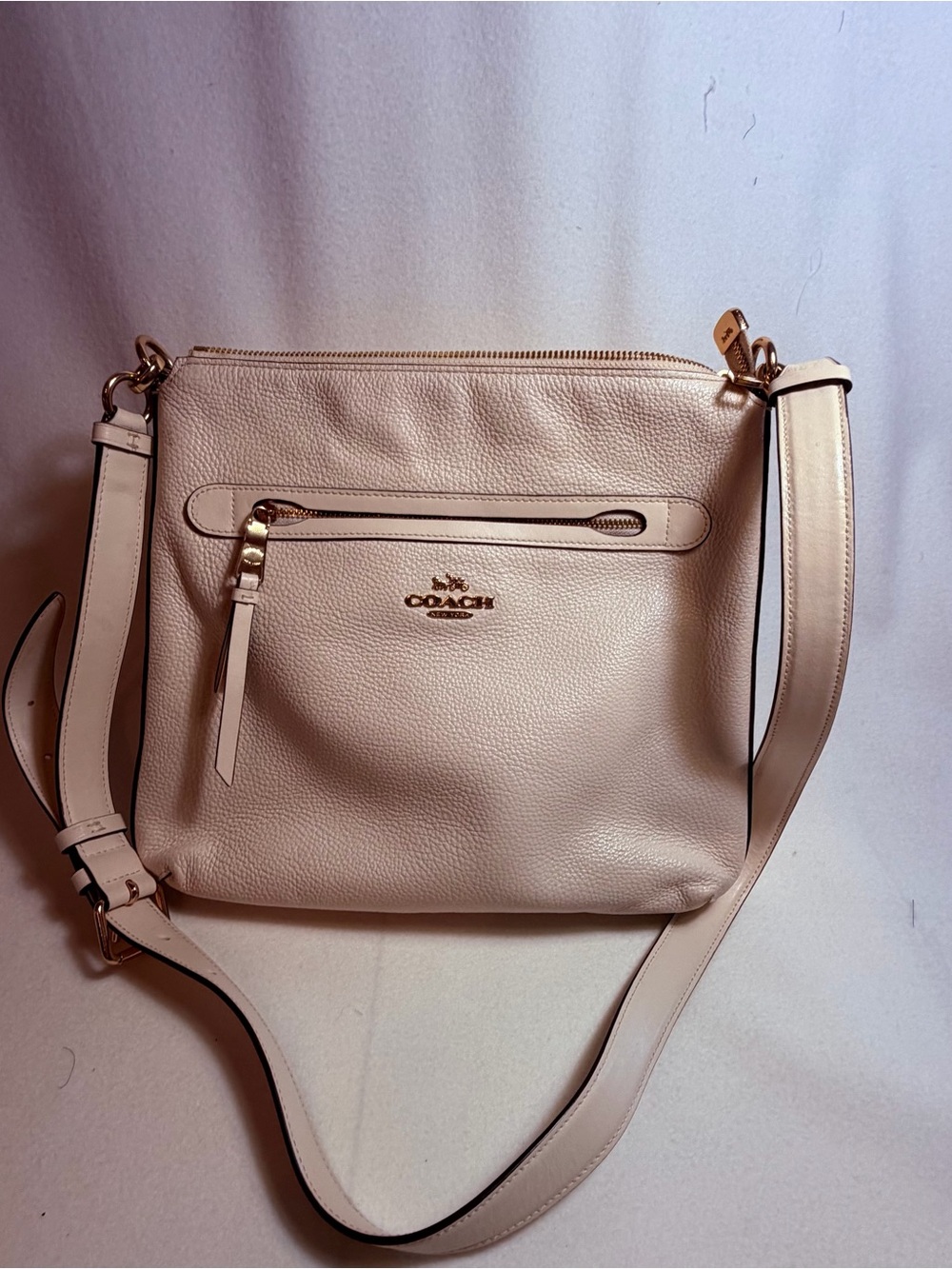 COACH Pebbled Leather Crossbody in Pale Blush with Gold Hardware